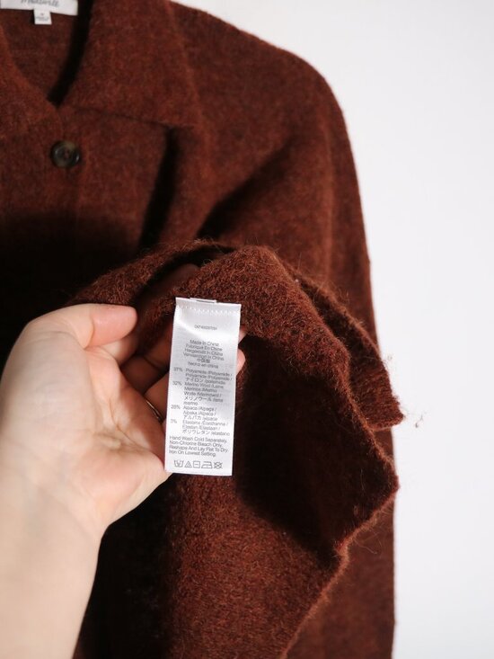 Madewell Carrabelle Polo Cardigan Sweater Womens Medium Brown Alpaca Wool Button - Picture 4 of 5